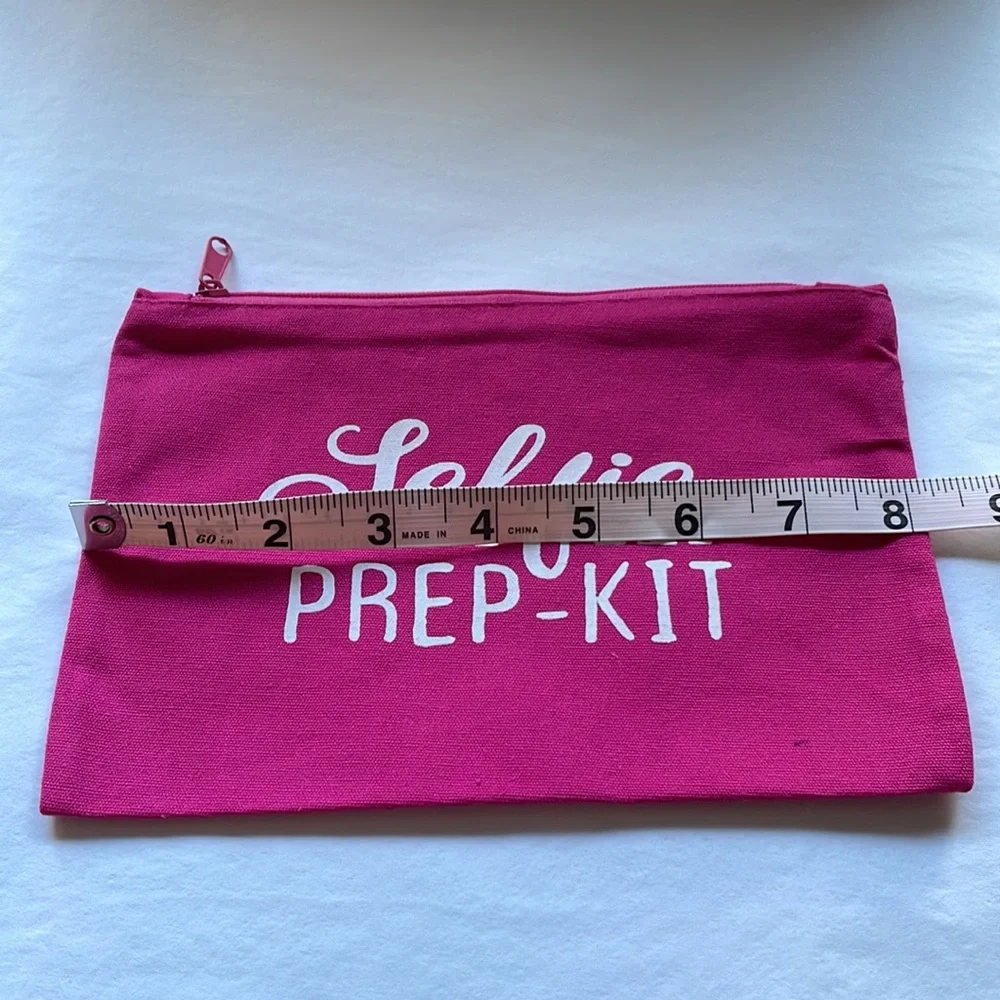 Pink cosmetic makeup bag zipper closure lightweight canvas NWOT selfie p…